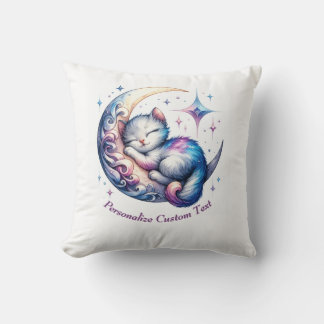 Personalised Cute Kitten Sleeping on a Half Moon Cushion