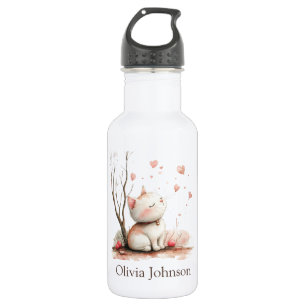 Personalised Cute Kitten with Hearts 532 Ml Water Bottle