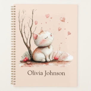 Personalised Cute Kitten with Hearts Planner