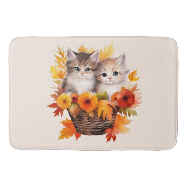 Personalised Cute Kittens Cats in Basket Bath Mat (Front)