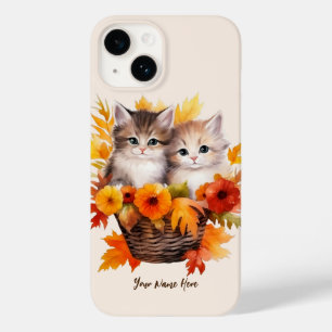 Personalised Cute Kittens Cats in Basket Case-Mate iPhone 14 Case
