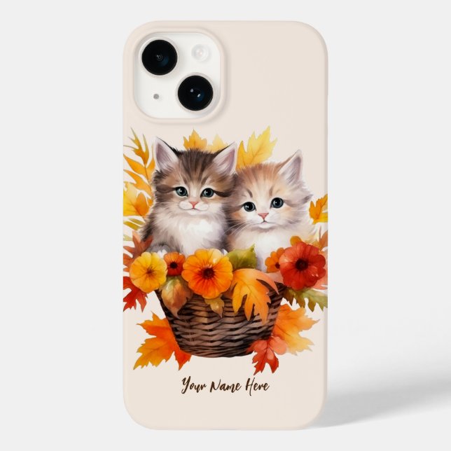 Personalised Cute Kittens Cats in Basket Case-Mate iPhone Case (Back)