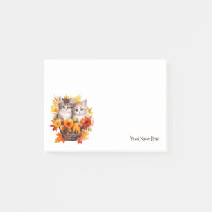 Personalised Cute Kittens Cats in Basket Post-it Notes