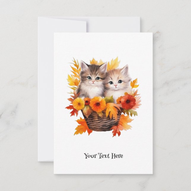 Personalised Cute Kittens Cats in Basket Thank You Card (Front)