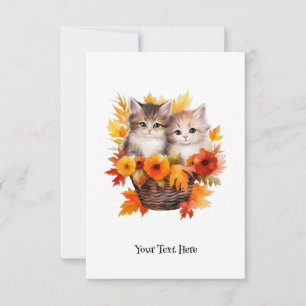 Personalised Cute Kittens Cats in Basket Thank You Card