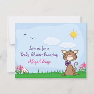 Personalised Cute Kitty Cat Baby Shower Invitation