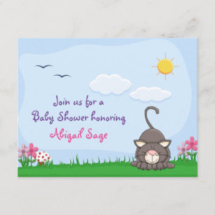 Personalised Cute Kitty Cat Baby Shower Invitation