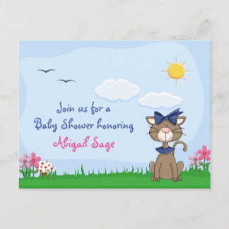 Personalised Cute Kitty Cat Baby Shower Invitation