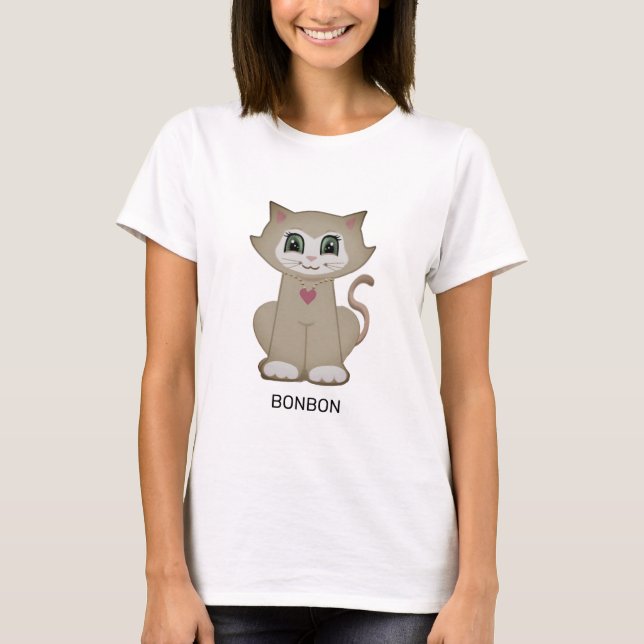 Personalised Cute Kitty Cat T-Shirt (Front)