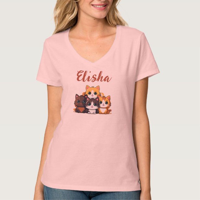Personalised Cute Kitty Lover Pink Crop Top (Front)