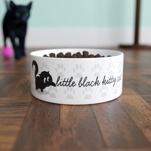 Personalised Cute Kitty Name Black Cat Bowl (Creator Uploaded)