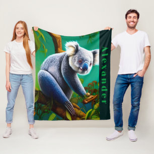 Personalised Cute Koala Bear Fleece Blanket
