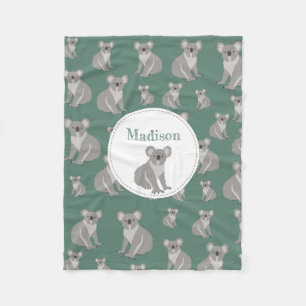 Personalised Cute Koala Pattern  Fleece Blanket