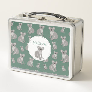 Personalised Cute Koala Pattern Metal Lunch Box