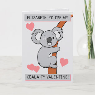 Personalised Cute Koala-ty Valentine Greeting Card