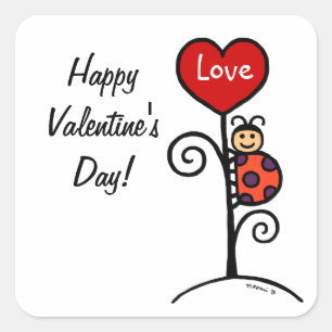 Personalised Cute LadyBug drawing Square Sticker