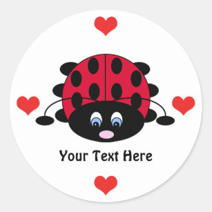 Personalised Cute Ladybug with Hearts Stickers