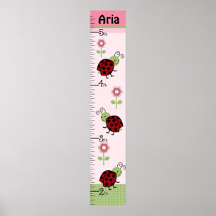 Personalised Cute Ladybugs & Flowers Growth Chart