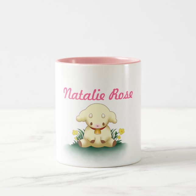 Personalised Cute Lamb Mug - Pink (Center)