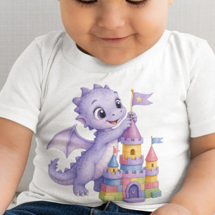 Personalised Cute Lavender Baby Dragon Toy Castle T-Shirt
