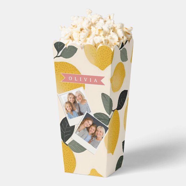Personalised Cute Lemon Pattern Fresh Summer Favour Box (Popped)