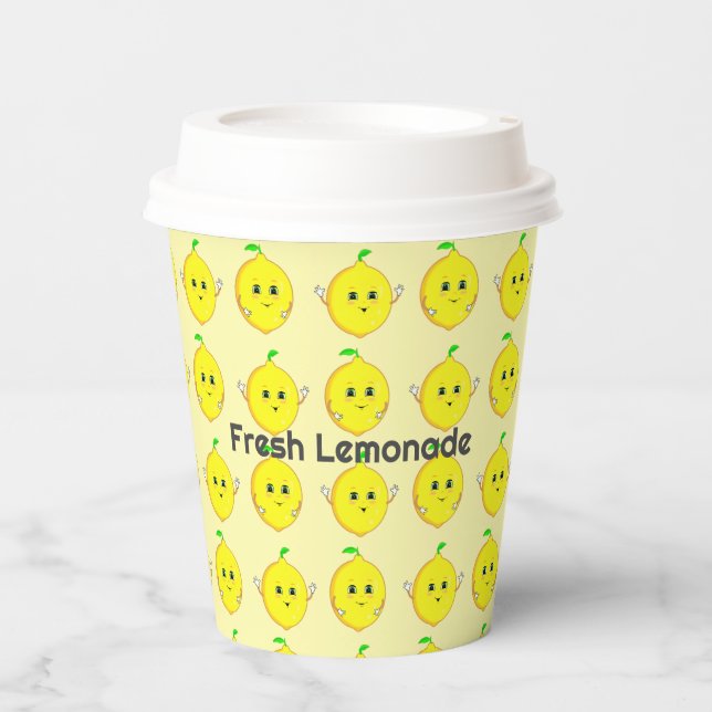 Personalised Cute Lemons Paper Cups (Front)
