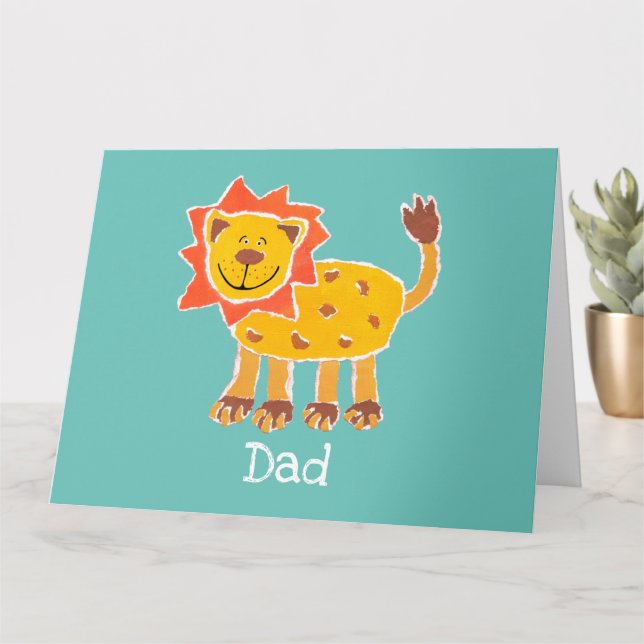 Personalised Cute Lion Father's Day Card (Small Plant)