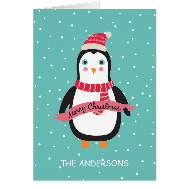 Personalised Cute Little Christmas Penquin  (Front)