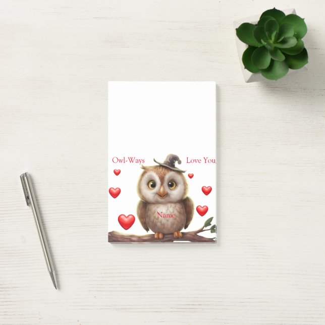 Personalised Cute little owl on branch Post-it Notes (Office)