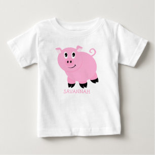 Personalised Cute Little Pink Pig Girls Baby T-Shirt