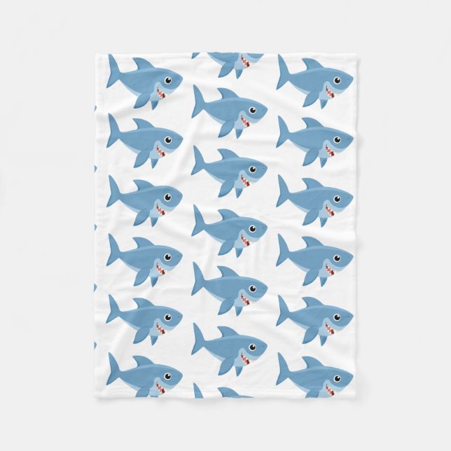 Personalised Cute Little Shark Fleece Blanket (Front)