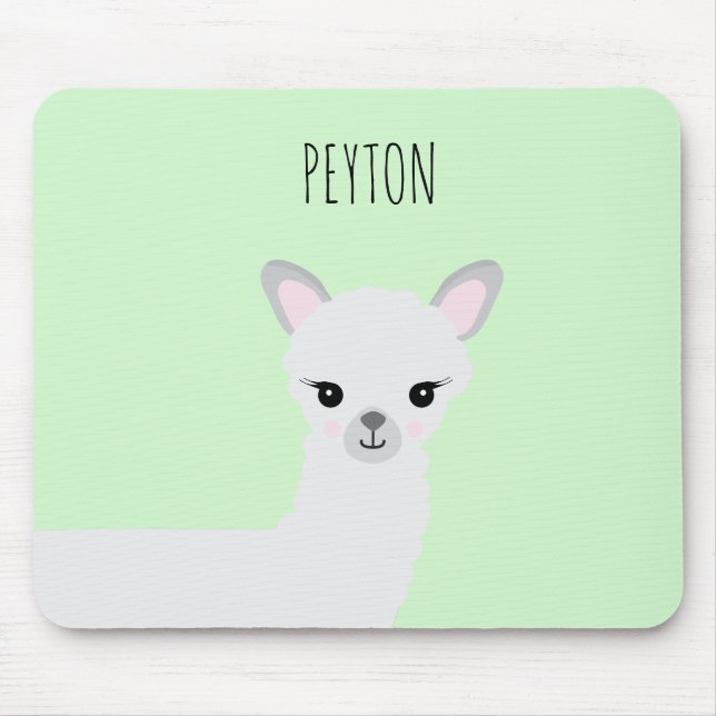 Personalised cute llama illustration mouse mat (Front)