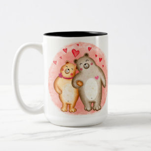 Personalised Cute Love Bears Two-Tone Coffee Mug
