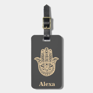 Personalised Cute lucky hamsa hand Luggage Tag
