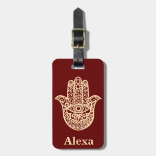Personalised Cute lucky hamsa hand Luggage Tag