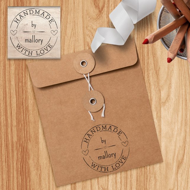 💌 Personalised Cute Made With Love  Rubber Stamp (💌 Personalized Cute Made With Love Rubber Stamp
)