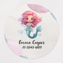 Personalised Cute Mermaid,Name,Phone number