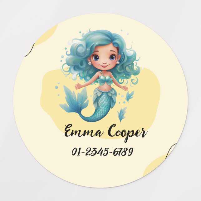 Personalised Cute Mermaid,Name,Phone number (Design 3)