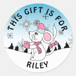 Personalised Cute Merry Christmas Mouse Gift Tag