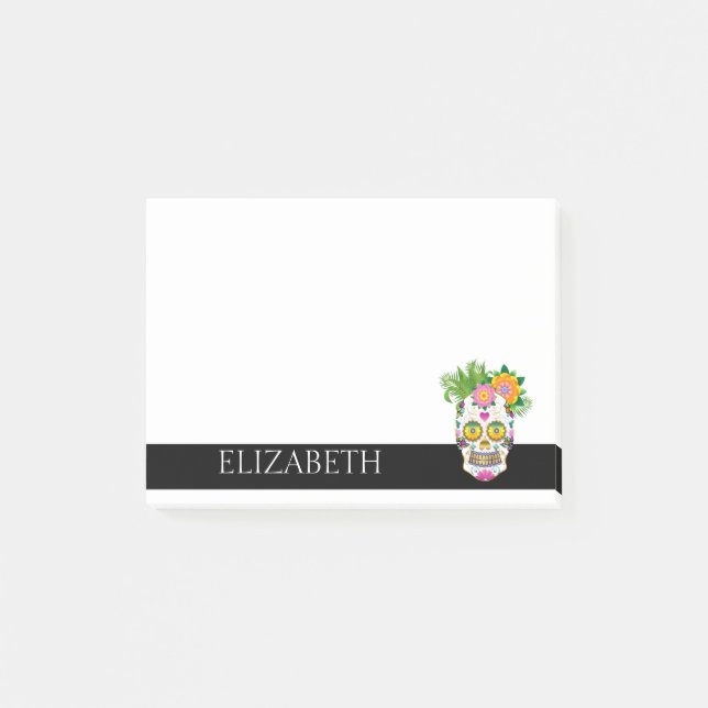 Personalised Cute Mexican Sugar Skull Halloween Po Post-it Notes (Front)