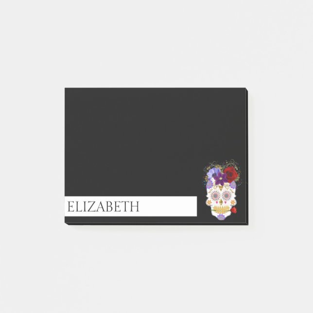 Personalised Cute Mexican Sugar Skull Halloween Po Post-it Notes (Front)