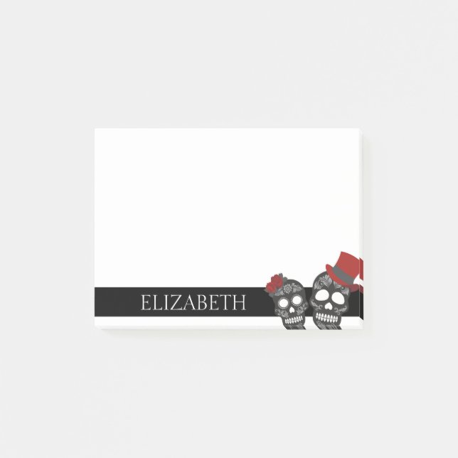 Personalised Cute Mexican Sugar Skull Halloween Post-it Notes (Front)