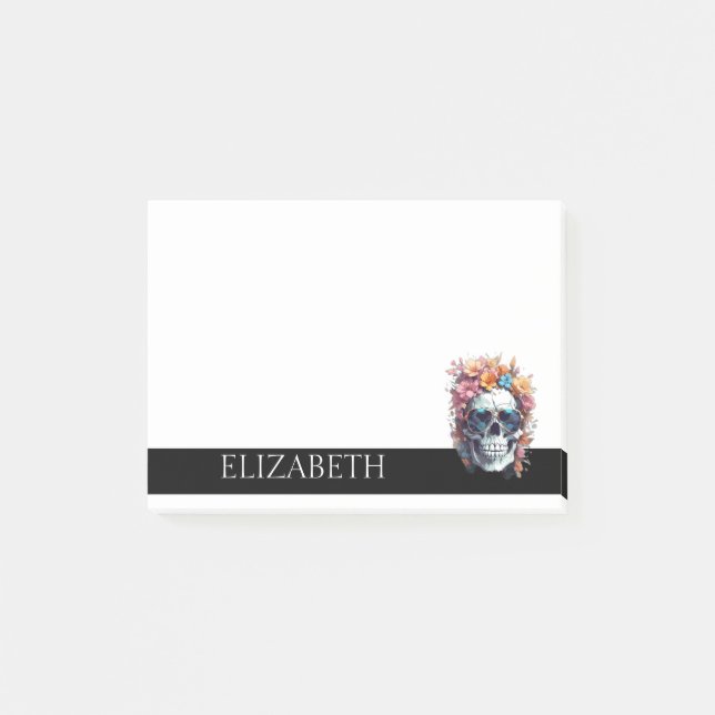 Personalised Cute Mexican Sugar Skull Halloween Post-it Notes (Front)