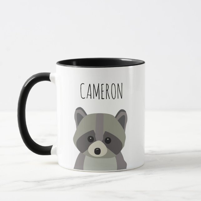 Personalised Cute Modern racoon illustration Mug (Left)