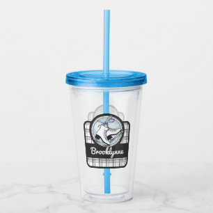 Personalised Cute Modern Tartan Ice Skating Acrylic Tumbler