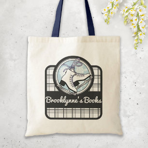 Personalised Cute Modern Tartan Ice Skating Tote Bag