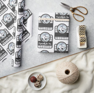 Personalised Cute Modern Tartan Ice Skating Wrapping Paper