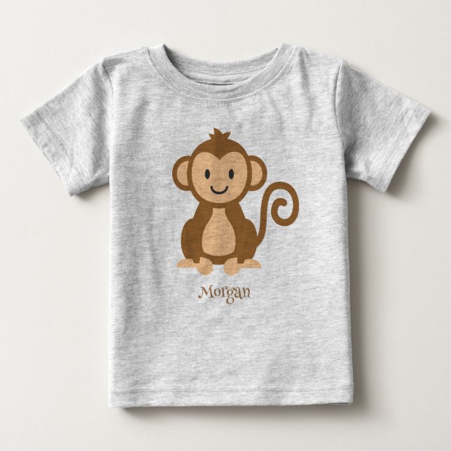 Personalised Cute Monkey Baby T-Shirt (Front)
