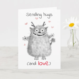 Personalised/ Cute Monster/ Sending Hugs and Love Card