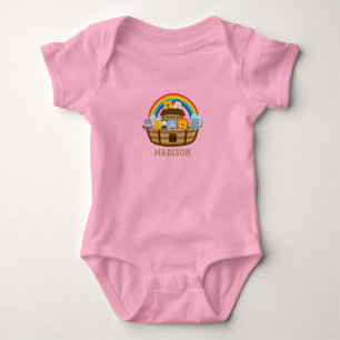 Personalised Cute Noah's Ark Baby Girl Bodysuit